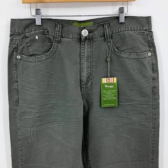 Meezan Men's Khaki Pants 36 Quarry Green Distressed Straight Leg Trousers NWT - Picture 2 of 8